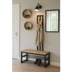 Ławka Metalowa Z Wieszakiem Loft Siedzisko Drewno Lite Dąb LM-86 Rozmiary od 50 cm do 200 cm
